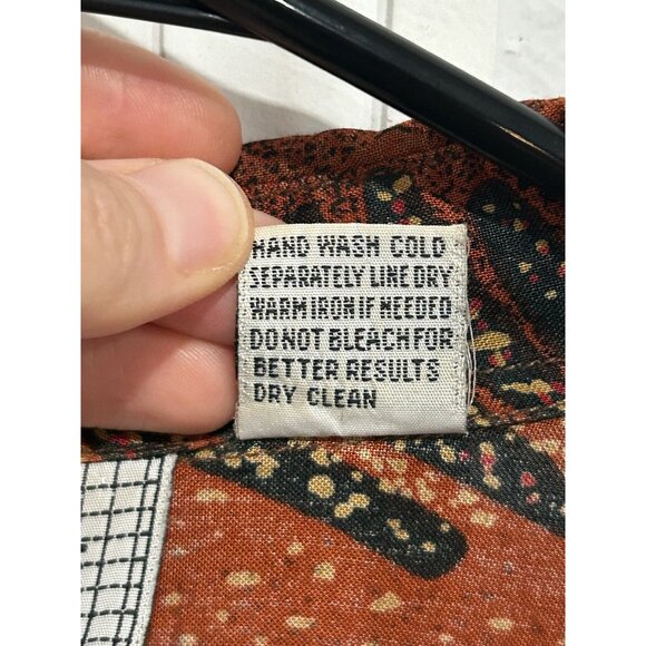 Vintage Morgan Square Button Front Blouse Brown Multi 22W/42 Geometric Print - Picture 7 of 9